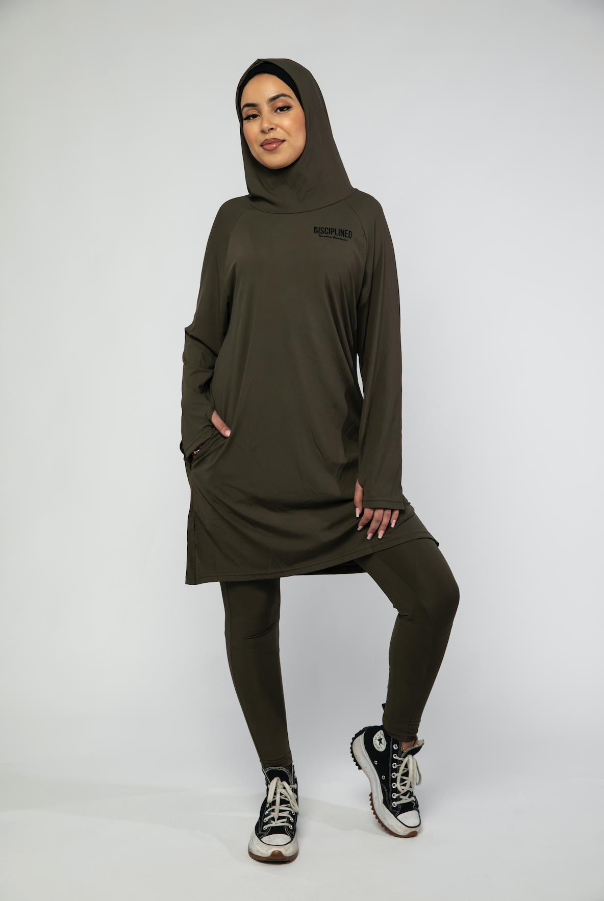 NEW Olive Green - Womens Modest Activewear/Swimwear Hoodie