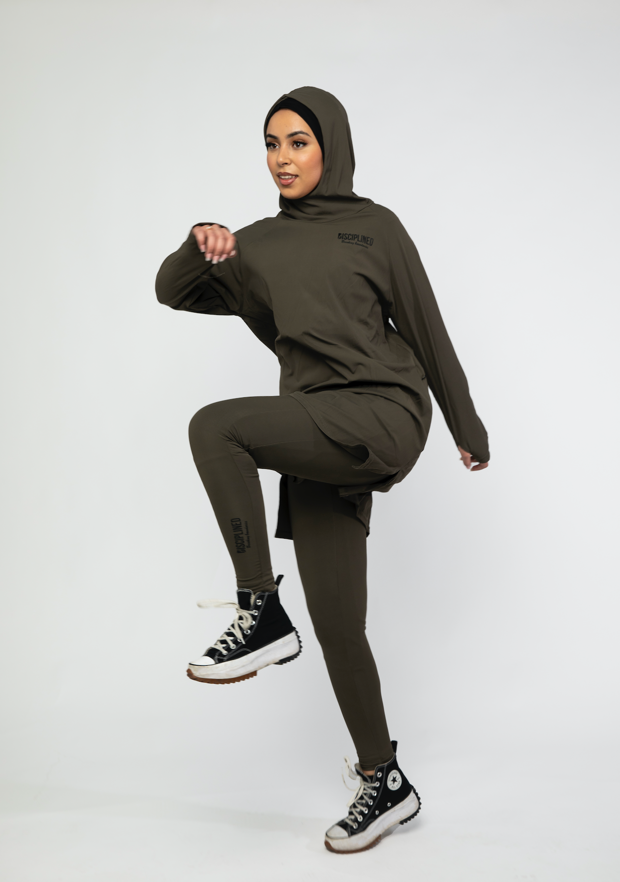 Olive Green - Womens Modest Activewear/Swimwear Hoodie